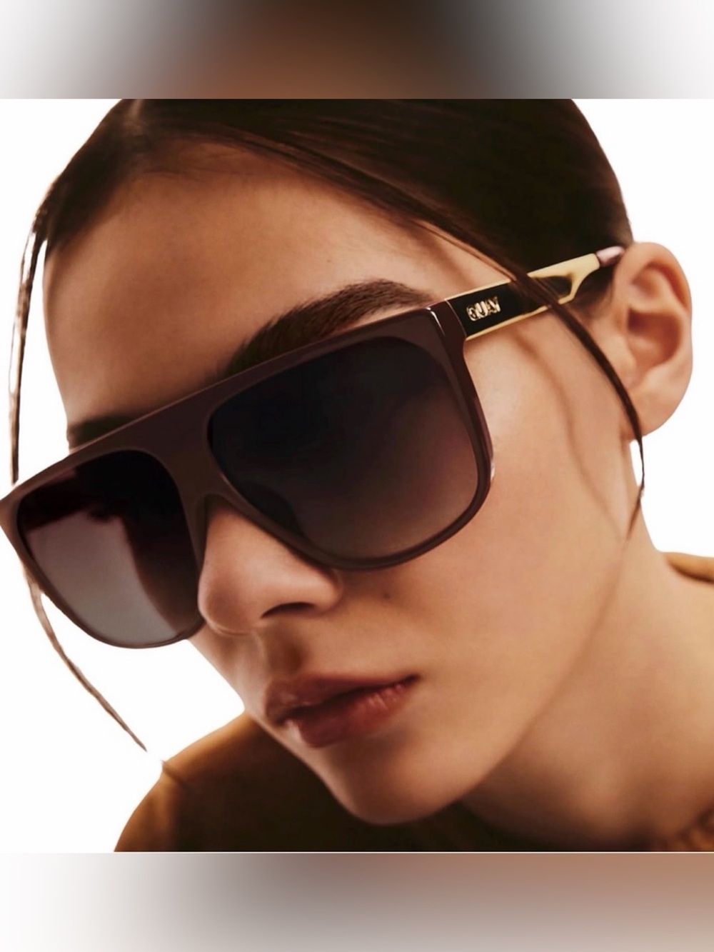 Quay Australia Sunglasses NO CURFEW Espresso Frame and Brown Lenses